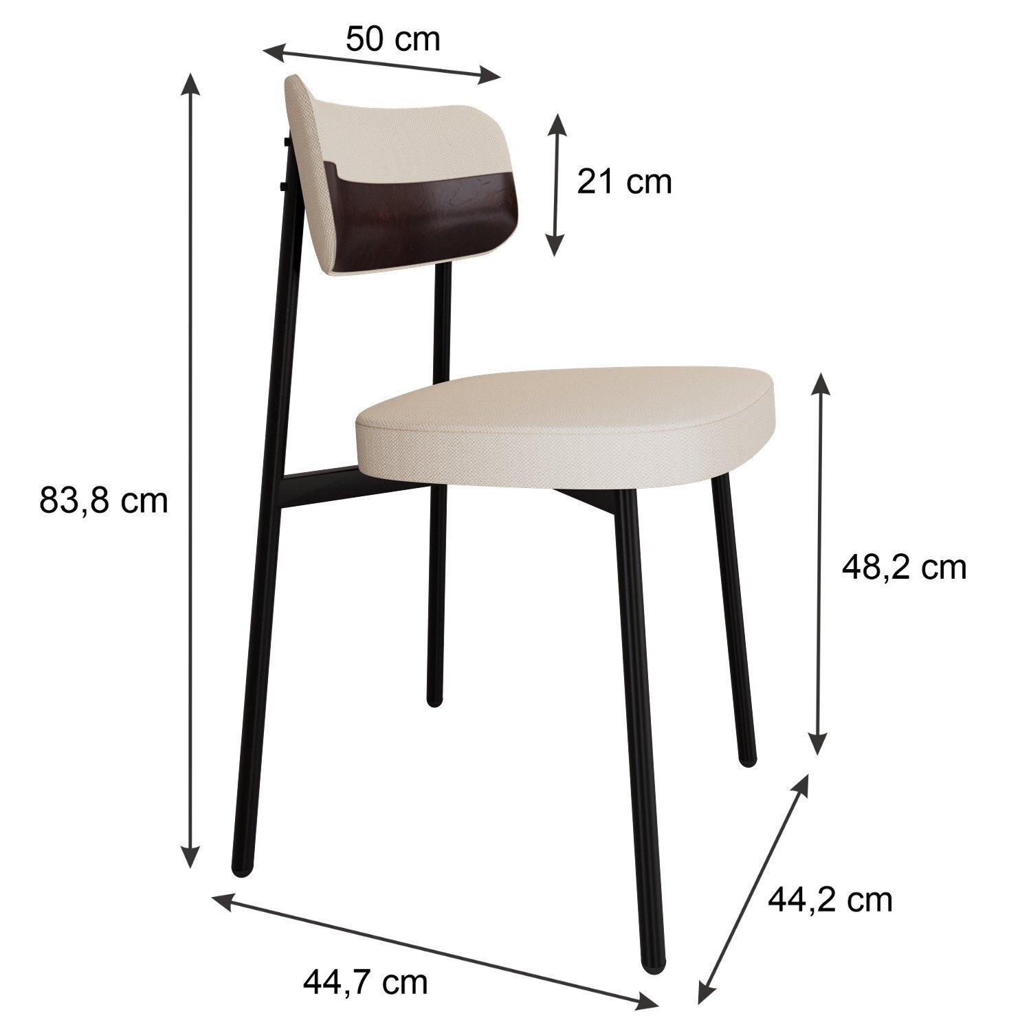 Cadeira Fixa com 4 Pés 50 X 44,7 X 83,8 Cm com 6 Unidades Alloa - 4