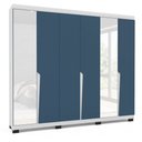 Ver imagem 1 de Roupeiro 6 Portas com Espelho Porto Branco e Azul Politorno