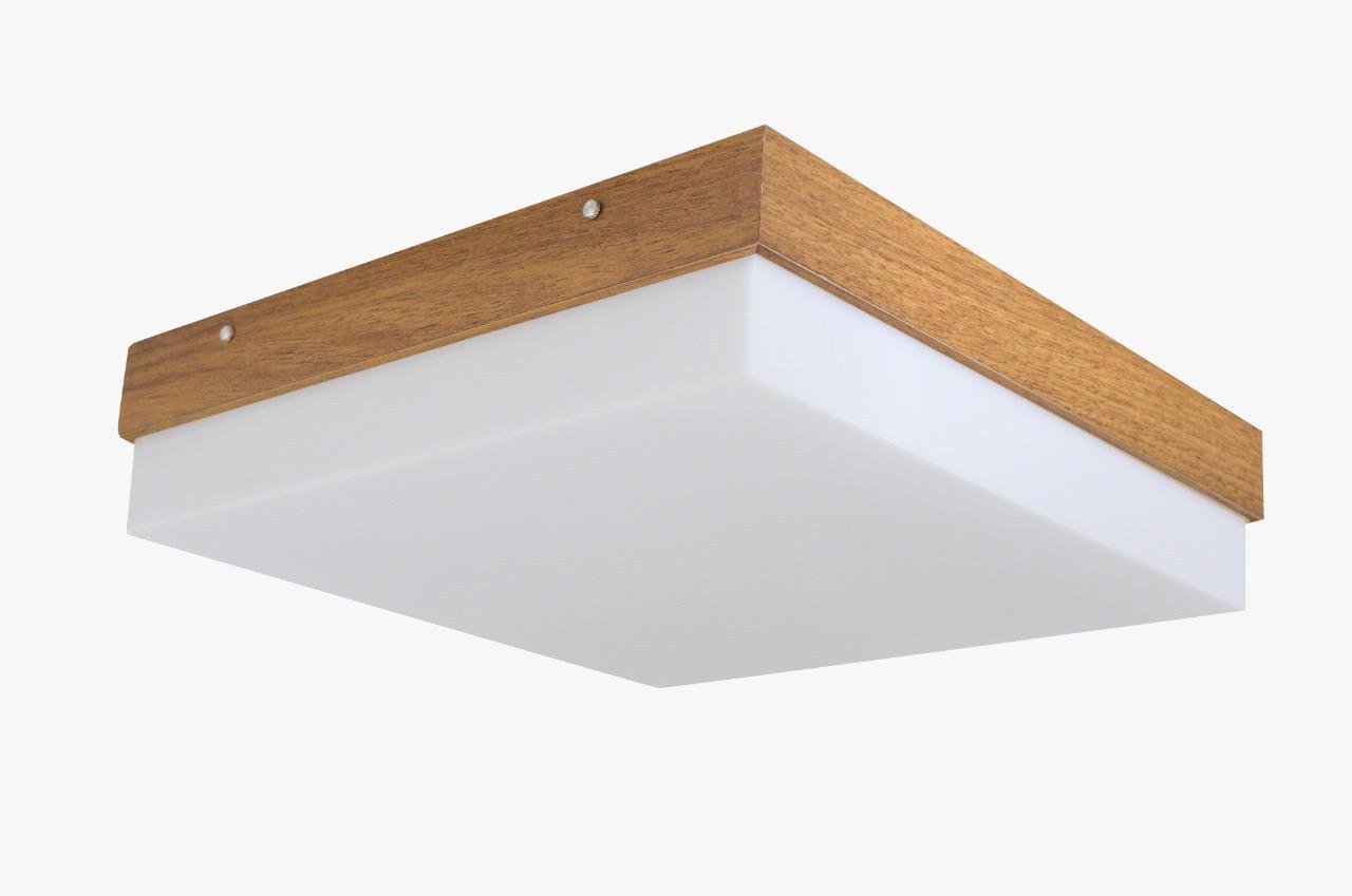 Plafon Madeira Louro Freijo 35cm Mdf Led 12w