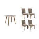 Ver imagem 1 de Conjunto: Mesa Sala Jantar Dani C/ Tampo Madeirado C/ Vidro 110cm e 4 Cadeiras Clarice Nature/suede