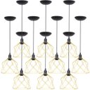 Ver imagem 1 de 10 Pendentes Aramado Cálice Luminária Lustre Teto Retrô Vintage Industrial Balcão Dourado
