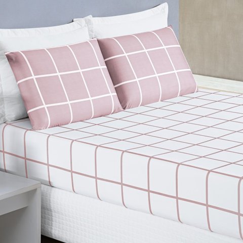 Jogo de Cama Lençol 200 Fios Austin Solteiro 02 Peças - Rosa Bia Enxovais