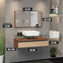 Ver imagem 3 de Conjunto Gabinete Banheiro 60cm Ametista Bege/Natura Freijo