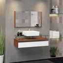 Ver imagem 1 de Conjunto Gabinete Banheiro 60cm Ametista Branco/Natura