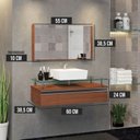 Ver imagem 3 de Conjunto Gabinete Banheiro 60cm Ametista Marrom/Natura