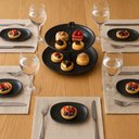 Ver imagem 5 de Kit 6 Travessas Rasas 16,5x8cm Cerâmica Preta Porto Brasil Mesa Buffet Sushi Orgânica