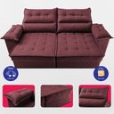 Ver imagem 5 de Sofá Retrátil e Reclinável 2,40m com Molas e Espuma D33 Thunder Velusoft Vinho Cama Inbox