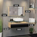 Ver imagem 3 de Conjunto Gabinete Banheiro 60cm Ametista Preto/Freijó
