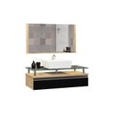 Ver imagem 2 de Conjunto Gabinete Banheiro 60cm Ametista Preto/Freijó