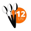 Ver imagem 2 de Kit - 12 Colheres de Mesa Ipanema com Lâmina em Aço Inox Cabo Preto Cptop - Tramontina 23363400