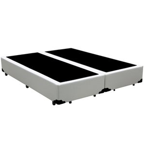Cama Box Blindado Casal Bipartido King Design Sintético Branco 138x188x40