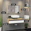 Ver imagem 3 de Conjunto Gabinete Banheiro 60cm Ametista Branco/Freijó