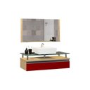 Ver imagem 2 de Conjunto Gabinete Banheiro 80cm Ametista Vermelho/Freijo/Vinho