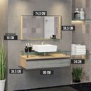 Ver imagem 3 de Conjunto Gabinete Banheiro 80cm Ametista Cinza/Freijo/Rovere