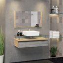 Ver imagem 1 de Conjunto Gabinete Banheiro 80cm Ametista Cinza/Freijo/Rovere