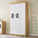 Ver imagem 1 de Guarda-roupa Infantil 92cm com Vidro 3 Portas e 2 Gavetas Doçura Multimóveis Mp4492 Madeirado/