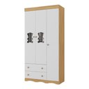 Ver imagem 2 de Guarda-roupa Infantil 92cm com Vidro 3 Portas e 2 Gavetas Doçura Multimóveis Mp4492 Madeirado/