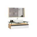 Ver imagem 2 de Conjunto Gabinete Banheiro 80cm Ametista Branco/Freijó