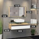 Ver imagem 3 de Conjunto Gabinete Banheiro 80cm Ametista Branco/Freijó