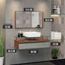 Ver imagem 3 de Conjunto Gabinete Banheiro 80cm Ametista Cinza/Natura/Rovere