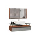 Ver imagem 2 de Conjunto Gabinete Banheiro 80cm Ametista Cinza/Natura/Rovere