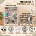 Ver imagem 5 de Quarto de Bebê Completo com Berço Americano 3 em 1 e Colchão Incluso Flor Multimóveis MP4945