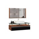 Ver imagem 2 de Conjunto Gabinete Banheiro 60cm Ametista Preto/Natura
