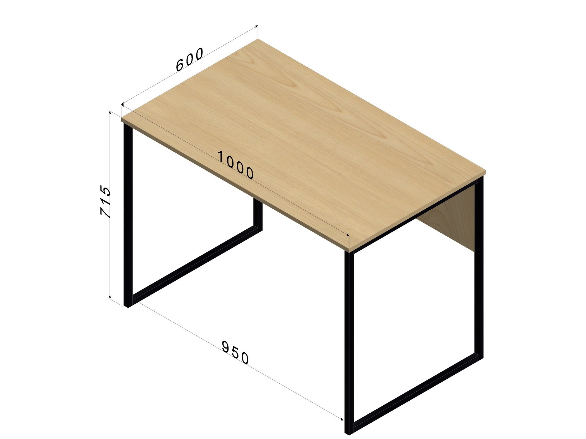 Mesa de Escritório Retangular Indus Economica 100cmx60cmx74cm - Preto - Escrivaninha, Home Office, M - 3