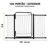 Portão Grade Cachorro Seguraça Proteção Criança 139 a 144 Cm:preto - 3