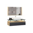 Ver imagem 2 de Conjunto Gabinete Banheiro 60cm Ametista Cinza/Freijó/Titanium