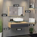 Ver imagem 3 de Conjunto Gabinete Banheiro 80cm Ametista Cinza/Freijó/Titanium