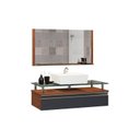 Ver imagem 2 de Conjunto Gabinete Banheiro 80cm Ametista Cinza/Natura/Titanium