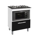 Ver imagem 1 de Balcão Gabinete para Cooktop de 5 Bocas e para Forno Elét. Bur 01 Porta Cor Branco Preto com Tampo M