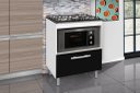 Ver imagem 2 de Balcão Gabinete para Cooktop de 5 Bocas e para Forno Elét. Bur 01 Porta Cor Branco Preto com Tampo M