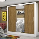 Ver imagem 1 de Guarda-Roupa Casal 3 Portas com Espelho Santiago Plus Espresso Móveis Branco/Cinamomo