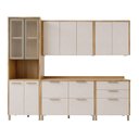 Ver imagem 2 de Cozinha Completa Modulada 5 Peças com Vidro Reflecta 10 Portas 6 Gavetas Nobre Bege/Cinamomo/Off White
