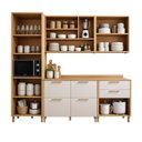 Ver imagem 4 de Cozinha Completa Modulada 5 Peças com Vidro Reflecta 10 Portas 6 Gavetas Nobre Bege/Cinamomo/Off White