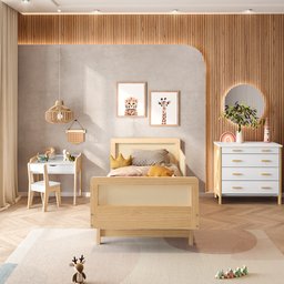 Cama Infantil Solteiro Montessoriano Lift em Madeira Maciça com Rattan 1 Grade Casatema - 6