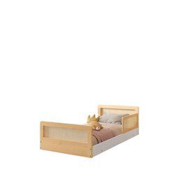 Cama Infantil Solteiro Montessoriano Lift em Madeira Maciça com Rattan 1 Grade Casatema - 5