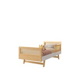 Cama Infantil Solteiro Montessoriano Lift em Madeira Maciça com Rattan 1 Grade Casatema - 9