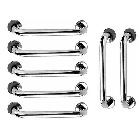 Barra de Apoio 40cm Alça Aço Inox Kit 7 Unidades Idoso Cadeirante Gestante Deficiente Banheiro Box S