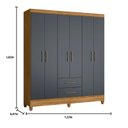 Ver imagem 6 de Guarda Roupa Roupeiro Casal Panama 6 Portas 2 Gavetas Freijo com Cinza - Moval