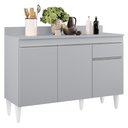 Ver imagem 3 de Balcão de Cozinha com Tampo 120cm 3 Portas Arizona Cinza Claro - Lumil