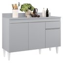Ver imagem 2 de Balcão de Cozinha com Tampo 120cm 3 Portas Arizona Cinza Claro - Lumil