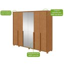 Ver imagem 2 de Guarda Roupa Casal Imperatore 6 Portas de Bater 6 Gavetas MDF com Espelhos Amendoa Clean Móveis