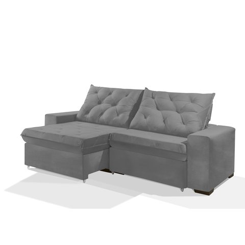 Sofá Retrátil e Reclinável 2.50m Estilo Estofados - Europa com Softgel D33 "prata"
