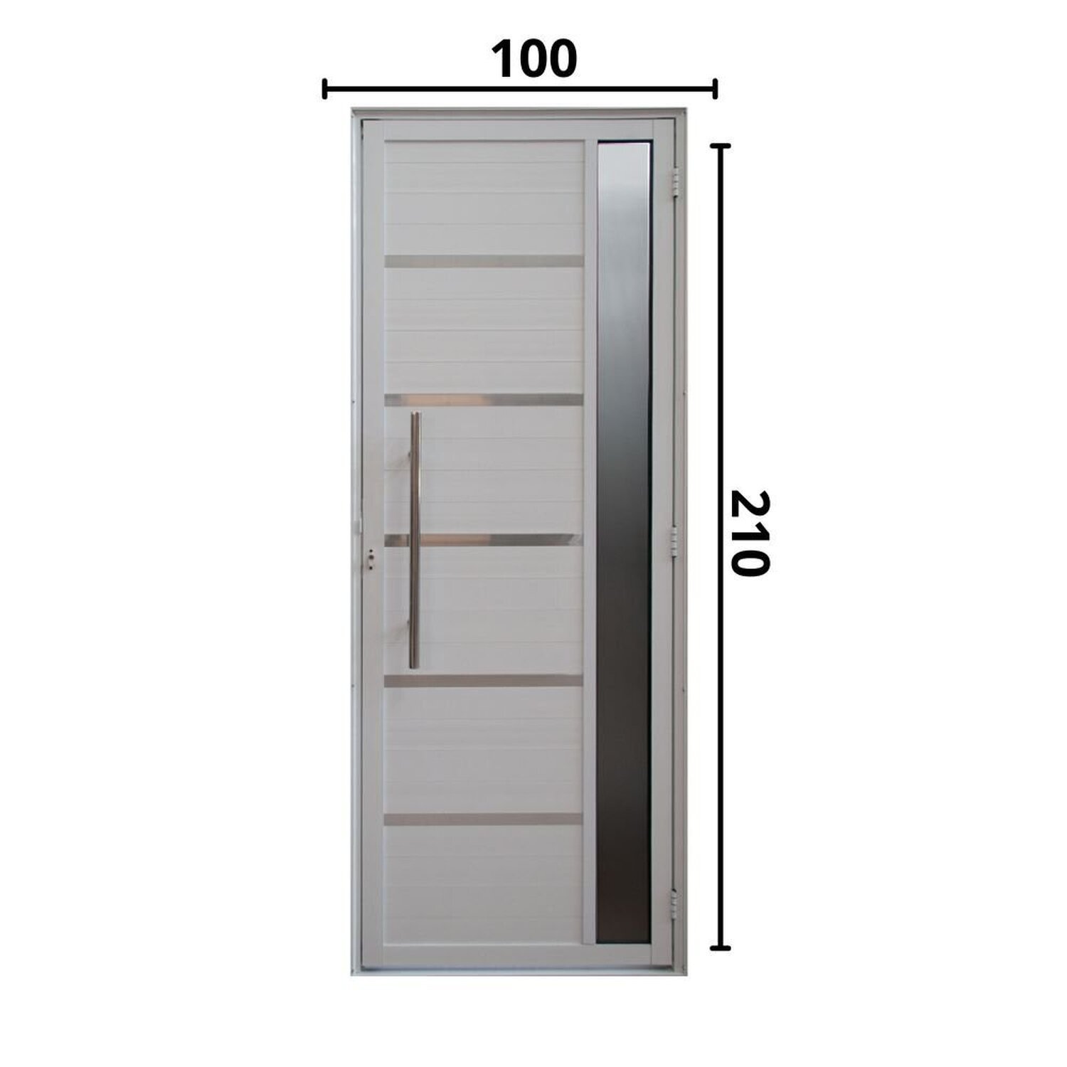 Porta de Alumínio Lambril Solara com Visor e Puxador 100 X 210