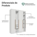 Ver imagem 4 de Guarda-Roupa Solteiro 4 Portas Batentes Branco/Branco/Rustic Saturno Madesa