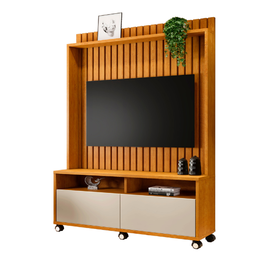 Estante Rack P/ Tv 50" Home Ripado Estilos 1,45cm C/ Rodizio:naturale/ Off - 1