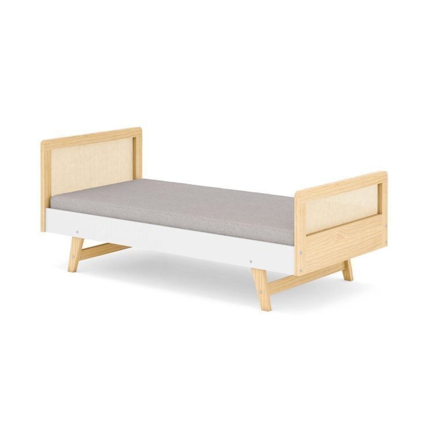 Cama Infantil Solteiro Montessoriano Lift em Madeira Maciça com Rattan 2 Grades Casatema - 10